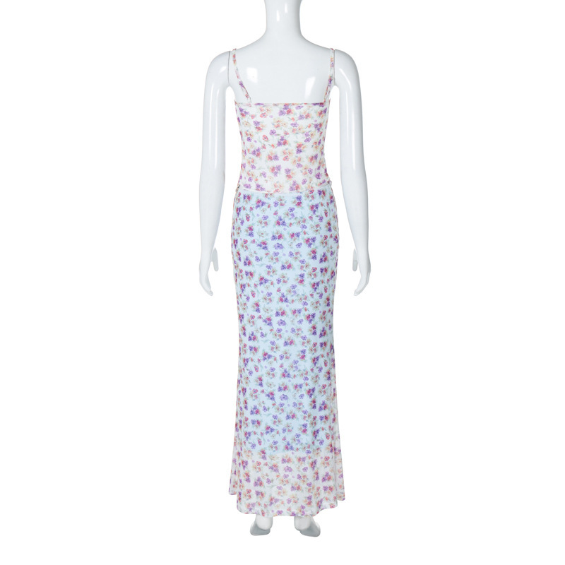 Sexy Double-Layer Mesh Strap Bodycon Midi Dress