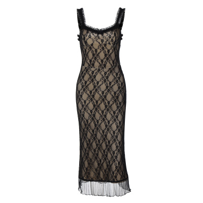 Sexy Lace Detail Bow-Tie Midi Dress with Sleeveless Back Zip 01