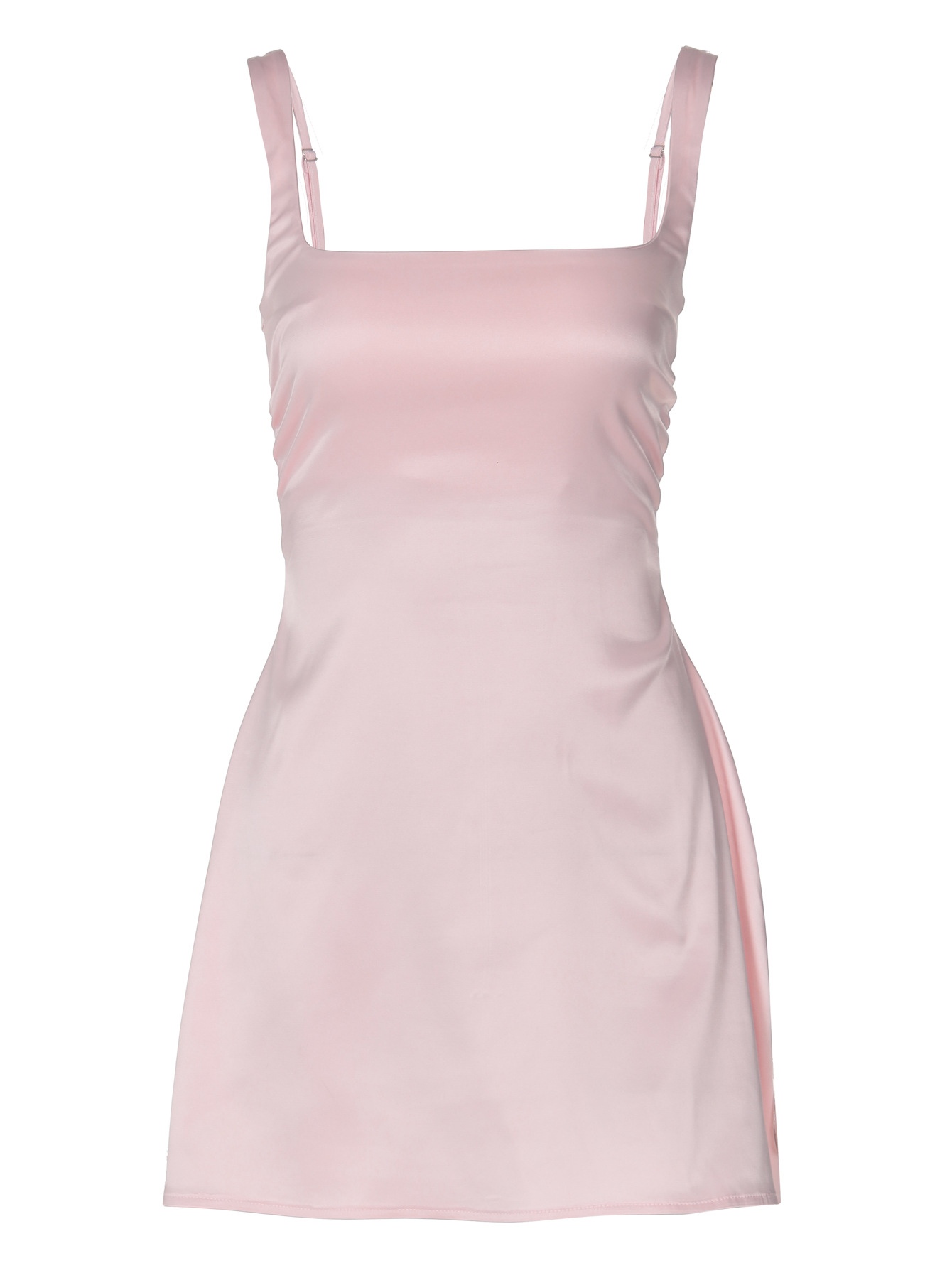 Chic Satin Spaghetti Strap Solid Color Mini Dress