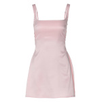 Chic Satin Spaghetti Strap Solid Color Mini Dress