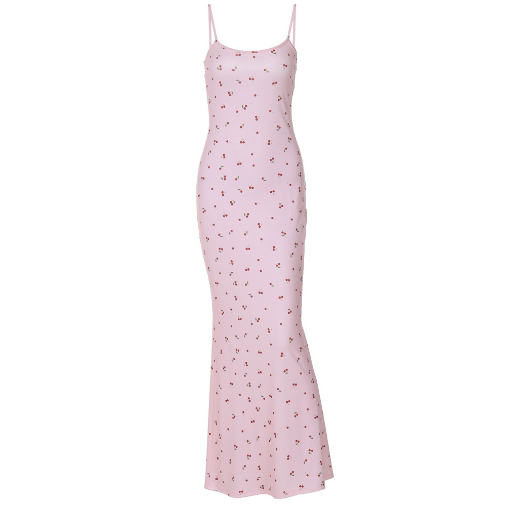 Chic Sweet Spaghetti Strap Floral Bodycon Maxi Dress