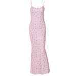 Chic Sweet Spaghetti Strap Floral Bodycon Maxi Dress