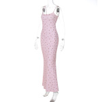 Chic Sweet Spaghetti Strap Floral Bodycon Maxi Dress