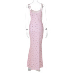 Chic Sweet Spaghetti Strap Floral Bodycon Maxi Dress