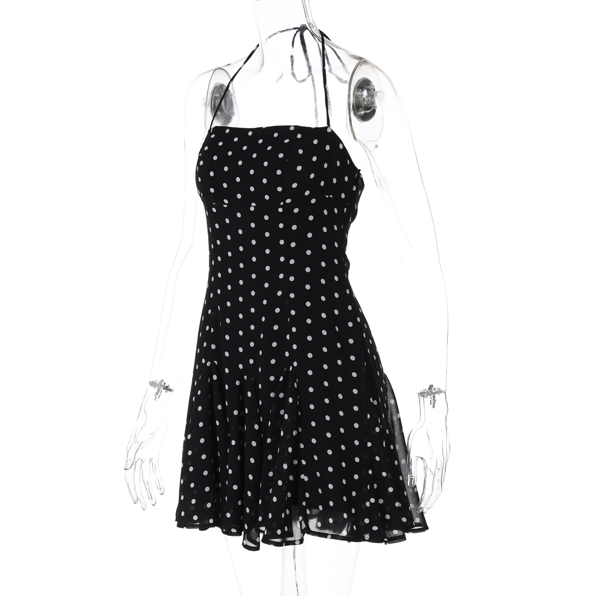 European & Instagram Style Sweet Polka Dot Ruffle Mini Dress