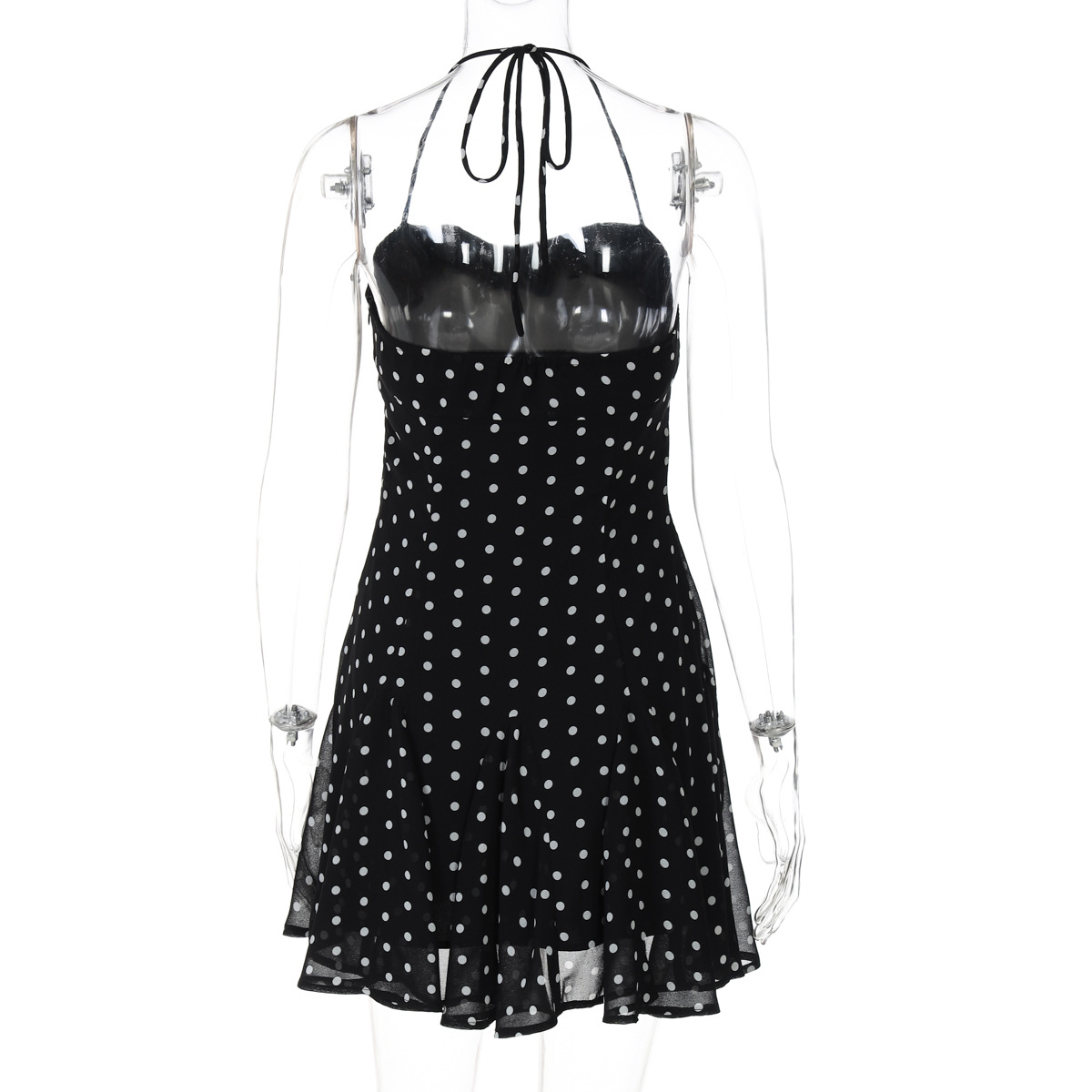 European & Instagram Style Sweet Polka Dot Ruffle Mini Dress