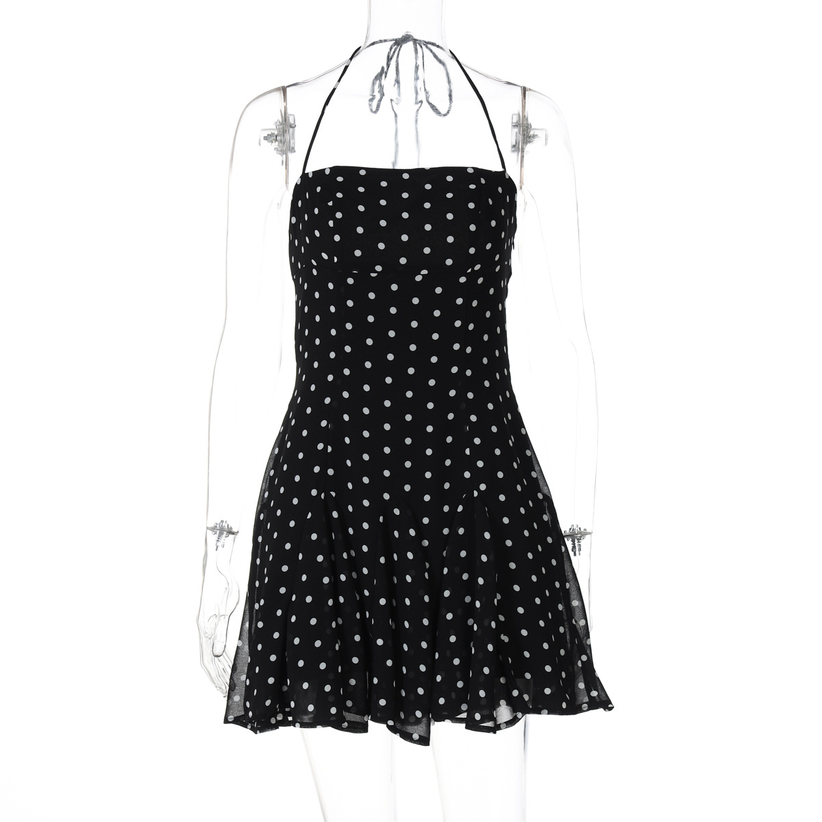 European & Instagram Style Sweet Polka Dot Ruffle Mini Dress