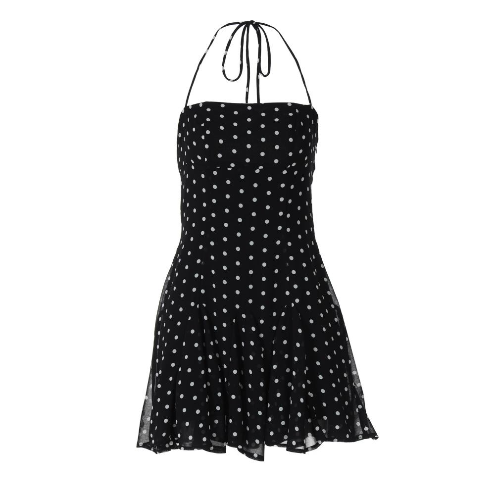 European & Instagram Style Sweet Polka Dot Ruffle Mini Dress