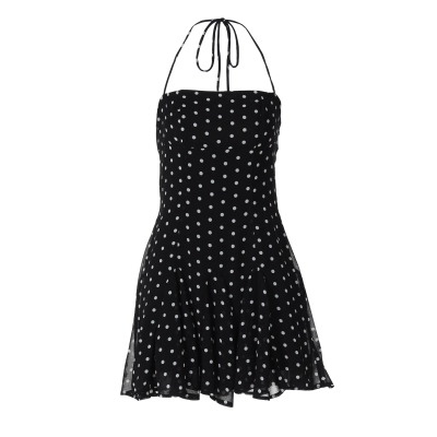 European & Instagram Style Sweet Polka Dot Ruffle Mini Dress 01