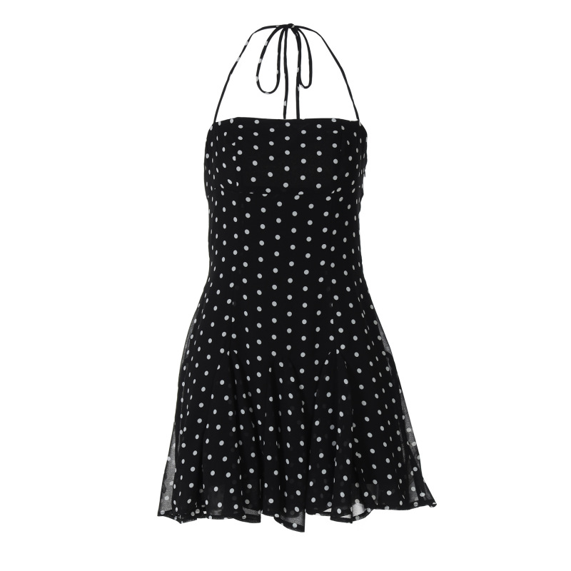 European & Instagram Style Sweet Polka Dot Ruffle Mini Dress