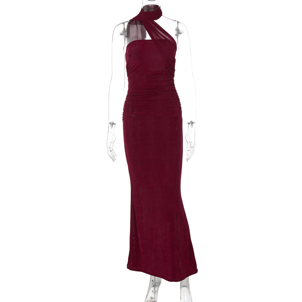 Sexy Strapless Sleeveless Bodycon Maxi Dress with Ties