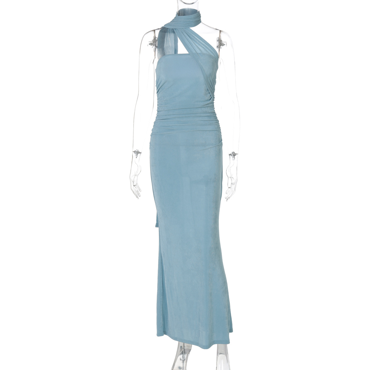 Sexy Strapless Sleeveless Bodycon Maxi Dress with Ties