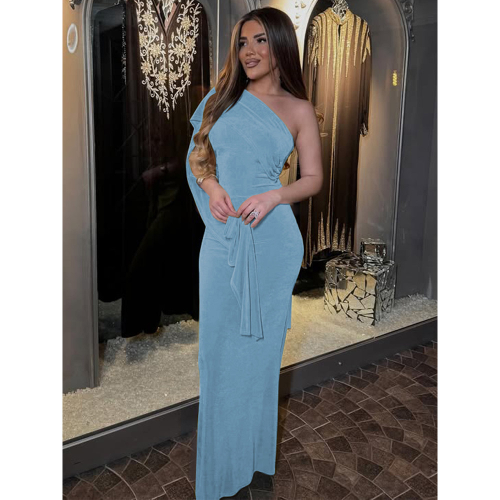 Sexy Strapless Sleeveless Bodycon Maxi Dress with Ties