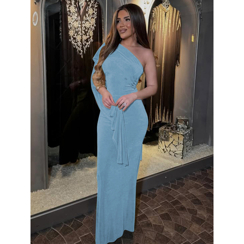 Sexy Strapless Sleeveless Bodycon Maxi Dress with Ties