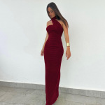 Sexy Strapless Sleeveless Bodycon Maxi Dress with Ties