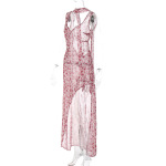 Spaghetti Strap Floral Backless Slit Maxi Dress with Tie Detail