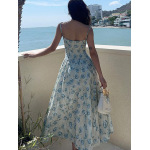 Sweet Wrap Bodice Floral Spaghetti Strap Bodycon Mini Dress