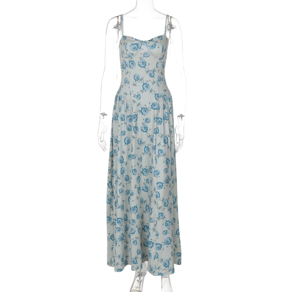 Sweet Wrap Bodice Floral Spaghetti Strap Bodycon Mini Dress