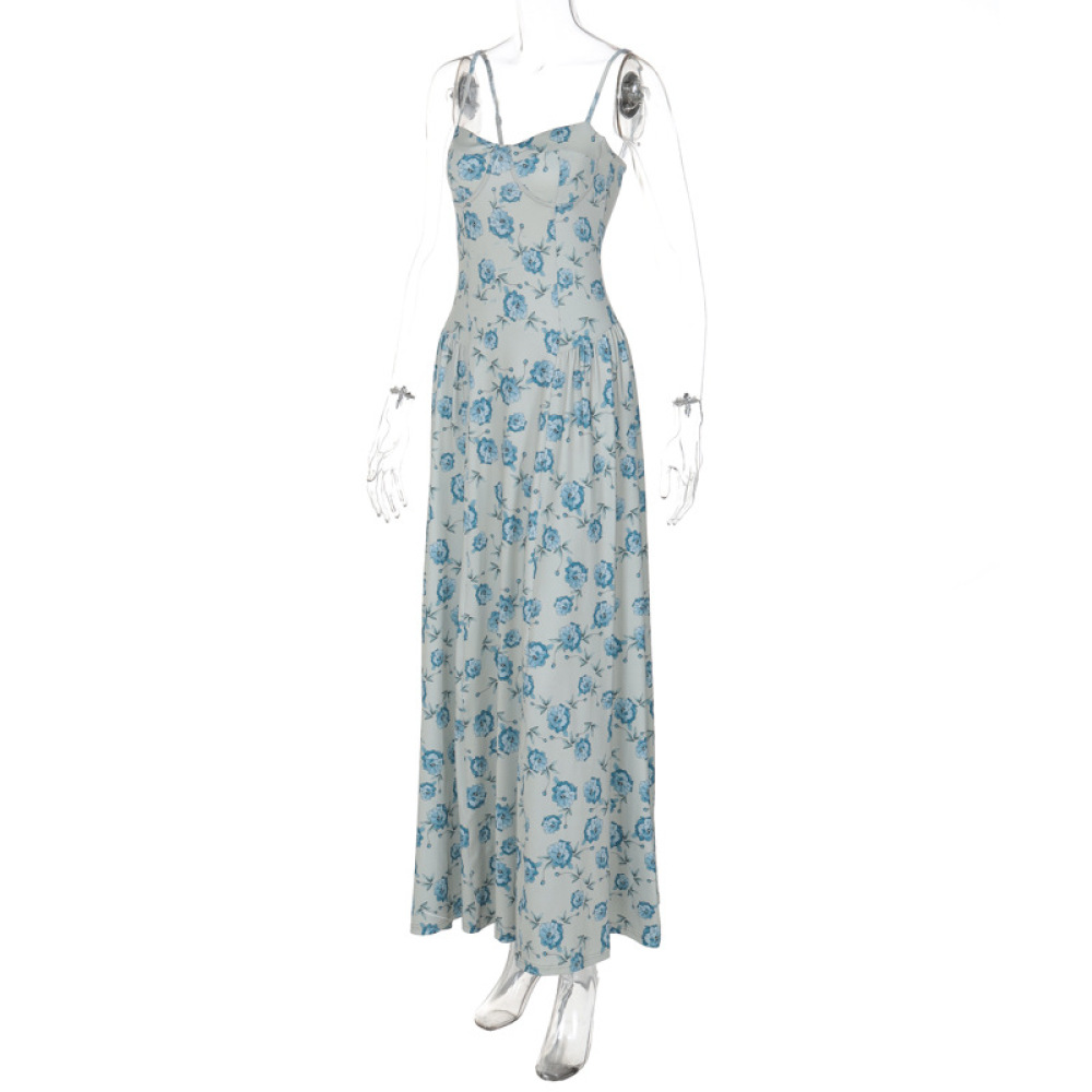 Sweet Wrap Bodice Floral Spaghetti Strap Bodycon Mini Dress