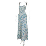 Sweet Wrap Bodice Floral Spaghetti Strap Bodycon Mini Dress