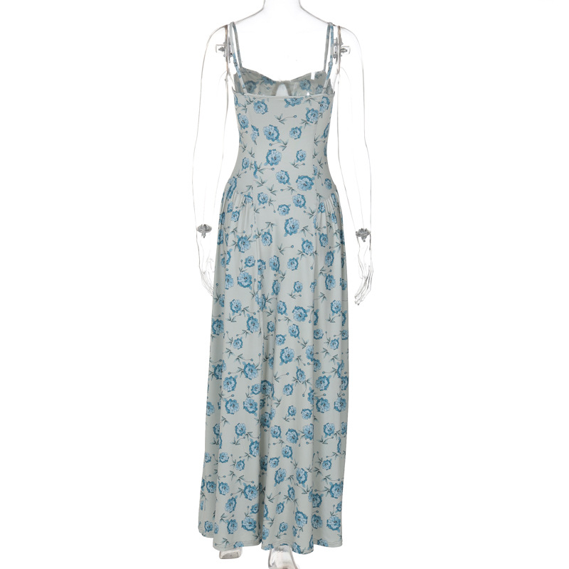 Sweet Wrap Bodice Floral Spaghetti Strap Bodycon Mini Dress