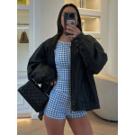 Cute Plaid Print Crop Tank & Ultra-Short Fitted Shorts 2-Piece Set 
