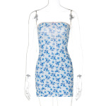 Sweet & Fresh Wrap Bodice Floral Bodycon Midi Dress with Tie Back