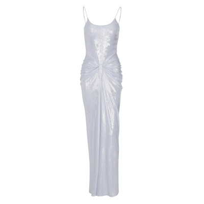 Trendy Crinkled Twist Waist Strap Maxi Dress 01