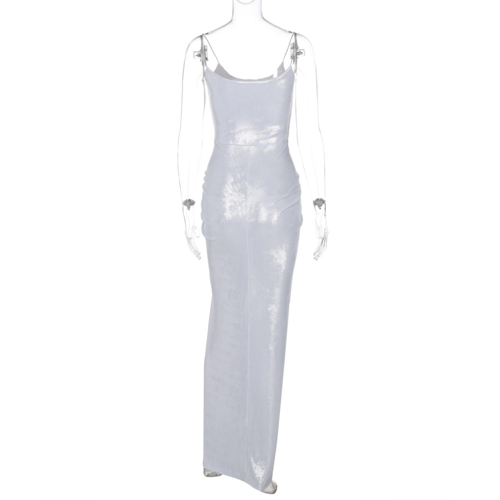 Trendy Crinkled Twist Waist Strap Maxi Dress