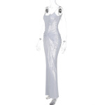 Trendy Crinkled Twist Waist Strap Maxi Dress