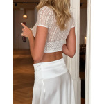 Trendy Lace Trim Mesh Crop Top