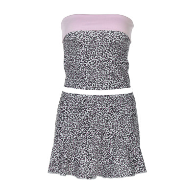Trendy Leopard Print Collar Crop Top & Bodycon Mini Skirt Set 01