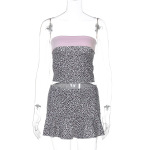 Trendy Leopard Print Collar Crop Top & Bodycon Mini Skirt Set