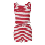 Trendy Striped Color-Block Tank Top and Shorts Set
