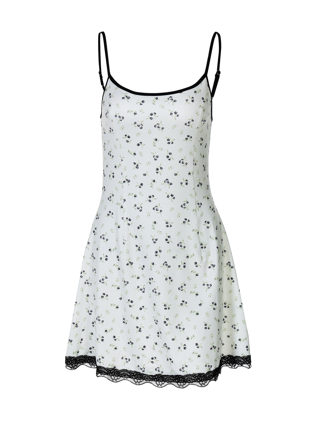 2025 New Floral Print Sleeveless Lace-Trim Mini Dress