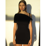 Asymmetrical Twist Knot Tie-Sleeve Fitted Bodycon Mini Dress