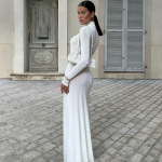 Elegant Solid Color Turtleneck Long Sleeve Bodycon Midi Dress