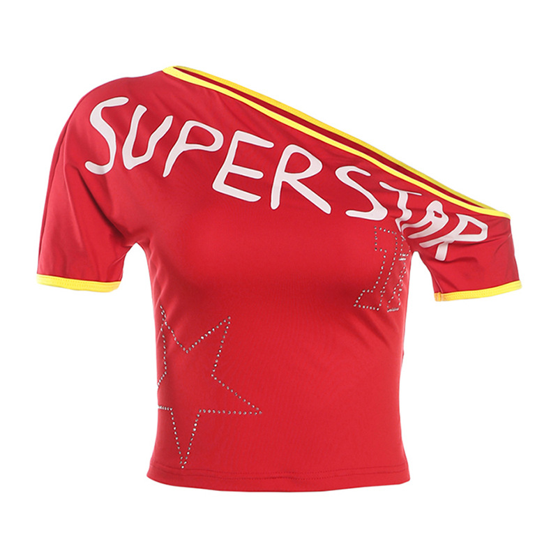 Edgy Asymmetrical Shoulder Crop Top