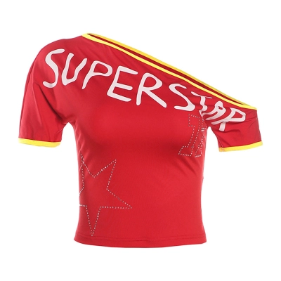 Edgy Asymmetrical Shoulder Crop Top 01