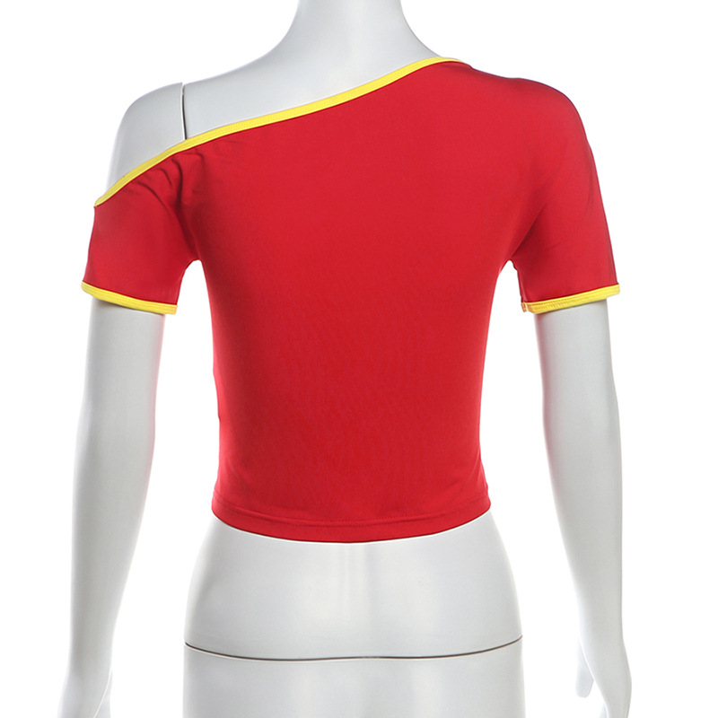 Edgy Asymmetrical Shoulder Crop Top