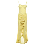 Elegant Sexy Backless Chiffon Spaghetti Strap Maxi Dress