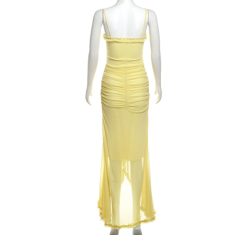 Elegant Sexy Backless Chiffon Spaghetti Strap Maxi Dress