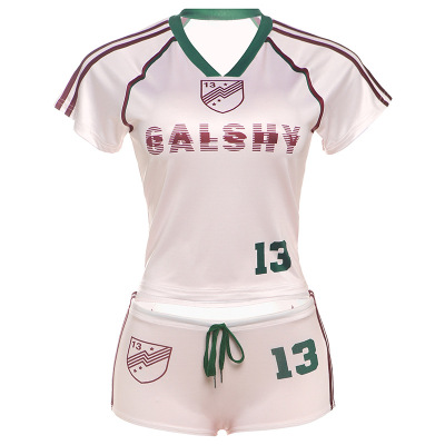 Fashionable Casual Print Crew Neck Short Sleeve T-Shirt & Drawstring Ultra-Shorts 2-Piece Set 01