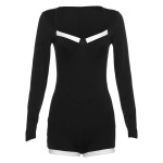 Sexy Deep V-Neck Color-Blocked Knit Jumpsuit 