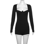 Sexy Deep V-Neck Color-Blocked Knit Jumpsuit 