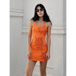 Sexy Fashion U-Neck Rhinestone Backless Bodycon Slip Dress
