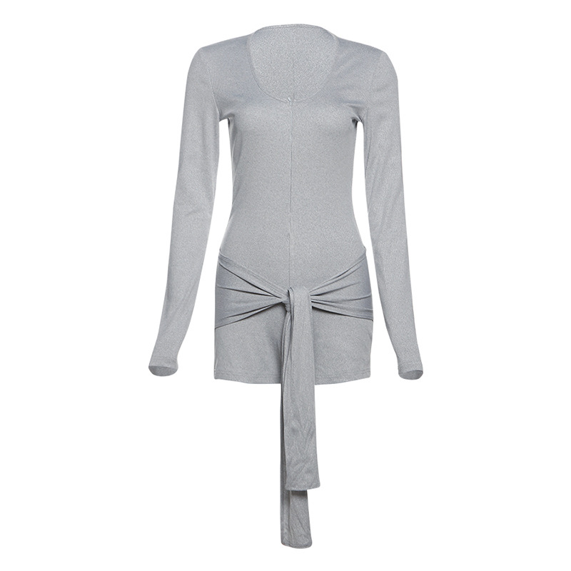 Trendy Sexy Zip-Front Long Sleeve Workout Jumpsuit
