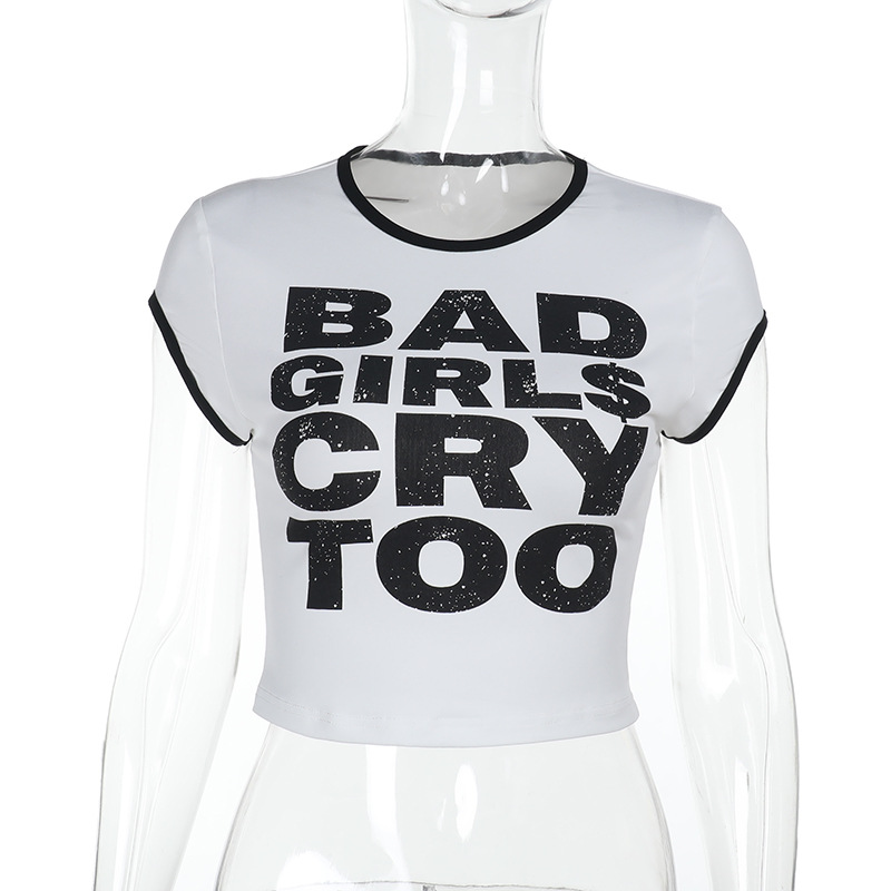 Graphic Letter Print Color-Block Short Sleeve Tee