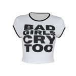 Graphic Letter Print Color-Block Short Sleeve Tee