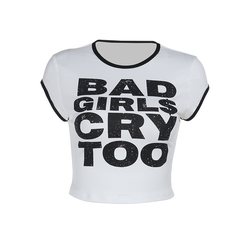 Graphic Letter Print Color-Block Short Sleeve Tee